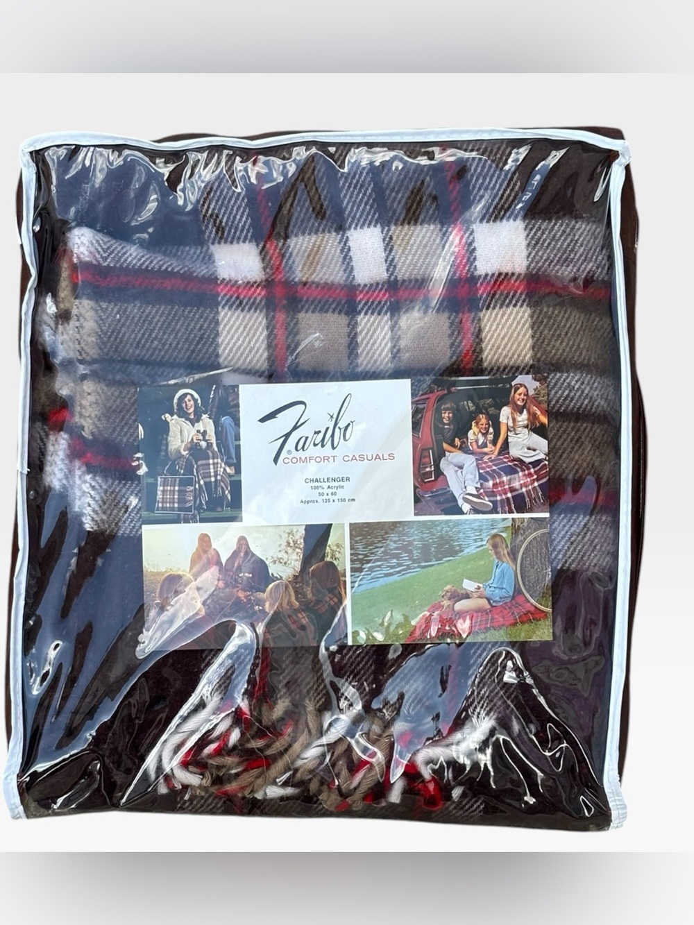 Vintage Faribo Plaid Blanket And Carry Bag